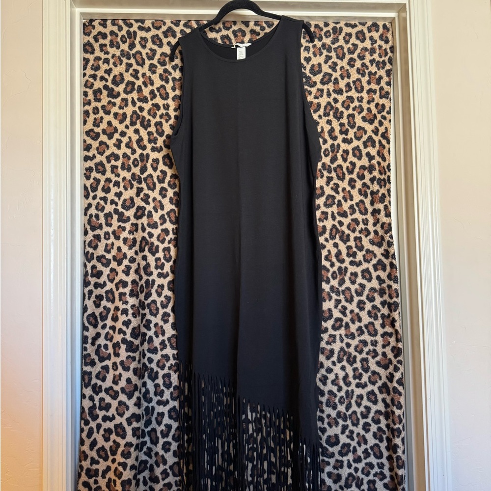 H&M Black Sleeveless Fringe Dress – Size XXL